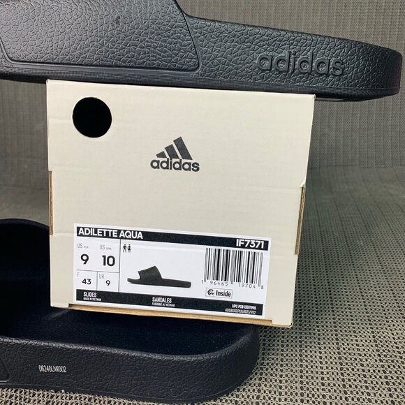 Adidas Adilette Aqua Mens Size 9 Women’s Size 10 Black Slip-On Sandals - Picture 5 of 5